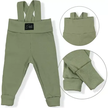 ESITO | Rostoucí žebrované kalhoty s laclem Color Sage - zelená / 62 - 68