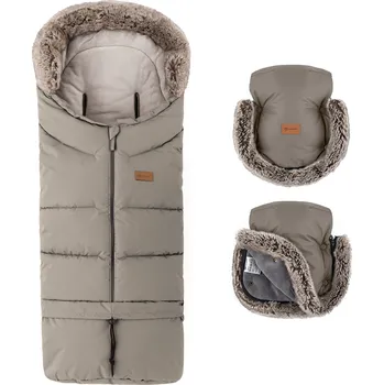Dětská deka PETITE&MARS Set zimní fusak Arctic 4v1 + rukavice na kočárek Furry Mocha Mousse