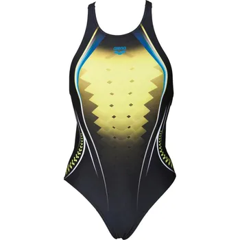 Dámské plavky Dámské Jednodílné plavky ARENA W ARENA ONE PLACED PRINT ONE PIECE 001191/506 – Černá 32