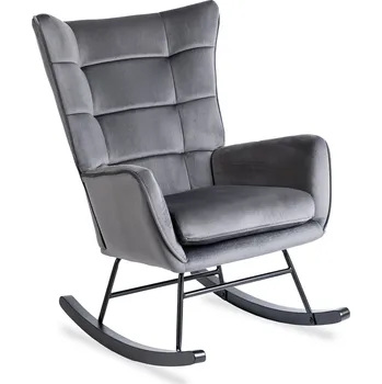 Křeslo JAKS Houpací křeslo ušák šedý velur Jackson