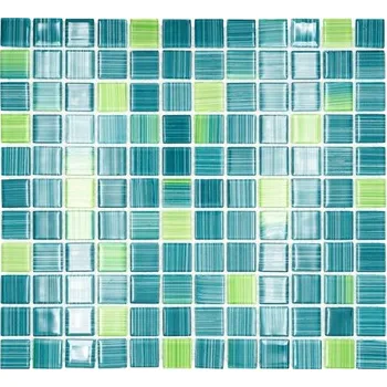Skleněná mozaika mix zelená, obklad 4 mm