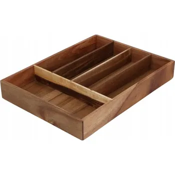 Příborník do zásuvky ORGANIZÉR DO ZÁSUVKY NA PŘÍBORY LUNU HNĚDÁ AKÁTOVÉ DŘEVO 35x26 CM