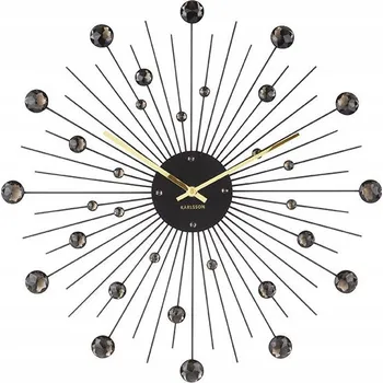 Hodiny VELKÉ EFEKTNÍ ČERNÉ HODINY S KRYSTALY KARLSSON KA4859BK 50 cm