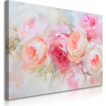 Obraz OBRAZ DO LOŽNICE OBÝVACÍHO POKOJE PASTELOVÉ RŮŽE KVĚTINY PŘÍRODA ROSTLINY 90x60