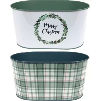 Příborník do zásuvky Kovová nádoba zelená, oválná, různé motivy, výška: 113 mm, délka: 225 mm, šířka: 137 mm