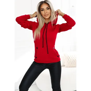 Dámská mikina Červená teplá kapucová mikina s kapsami Numoco, XL i367_2422_XL