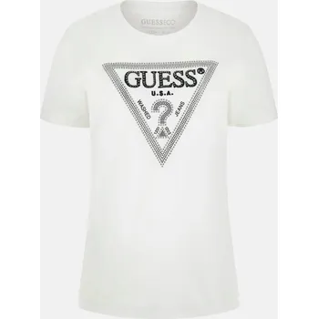 Dámské tričko Dámské Tričko s krátkým rukávem GUESS SS CN KRYSTAL TRIANGLE TEE W5BI18I3Z14-G011 – Bílá XS