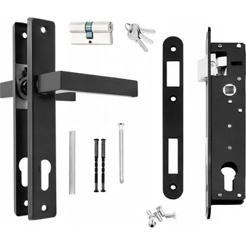 Dveřní kování Kompletní sada pro branku: zámek, klika, vložka, černá