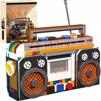 ostatní stavebnice STAVEBNÍ STAVEBNICE RETRO RÁDIO BOOMBOX MAGNETOFON 3D 554 DÍLŮ