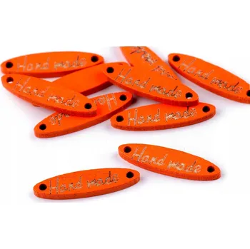 Obraz 10 Ks oranžových visaček/dřevěných štítek