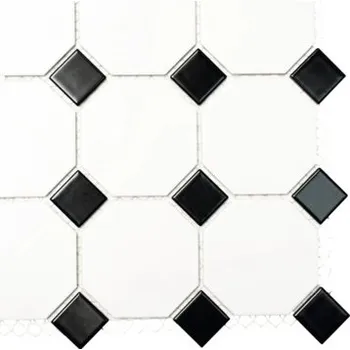 Dlažba C Keramická obkladová dlaždice bílo-černá, Keramická mozaika bílo-černá