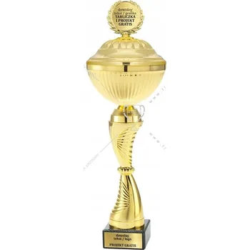 Zlatý kovový pohár s víkem 34 cm + ŠTÍTKY DÁREK