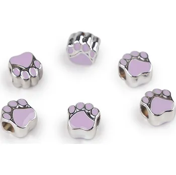 Módní doplněk Plastové korálky s velkým průvlekem tlapka 11x11 mm Balení: 6 ks, Varianta: 5 fialová sv. - 8596475678964