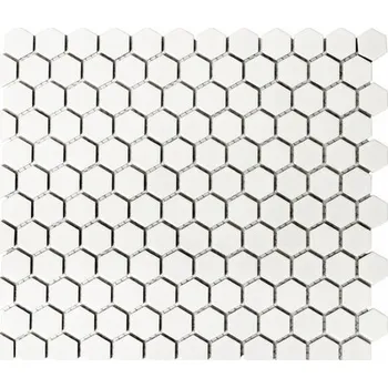 Obklad Keramická mozaika bílá HEXAGON, mozaika bílá matná