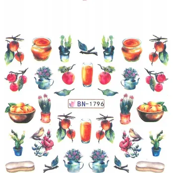 Samolepky na Zdobení Nehtů Vodolepky Barevné Vzory Ovoce BN-1796