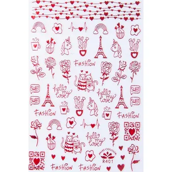 Samolepky na Zdobení Nehtů Samolepící Tenké Valentýnské R401
