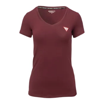 Dámské oblečení Dámské Tričko s krátkým rukávem GUESS SS VN MINI TRIANGLE TEE W2YI45J1314-G596 – Vínová XS