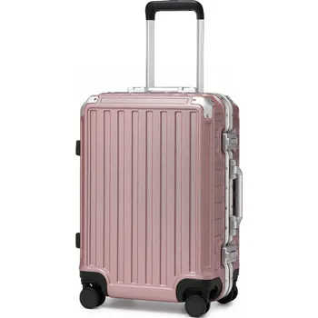 Zlato-růžový široký skořepinový kufr "Alfa" s TSA zámkem - vel. M