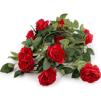 umělá květina Umělá girlanda Stoklasa, popínavá růže, 1,8 m, červená