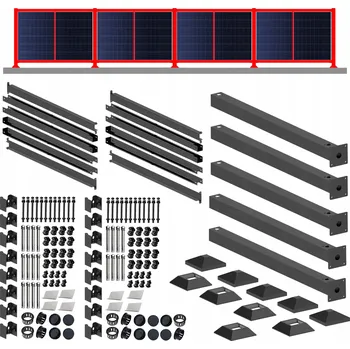 Zabezpečení domácnosti Konstrukce oplocení pro 4 fotovoltaické panely černá RAL SADA SOLAR