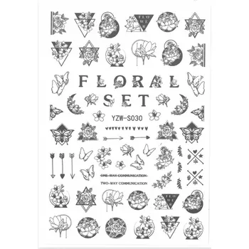 Samolepky na Zdobení Nehtů Tenké Samolepicí Vzory Květiny YZW-S030