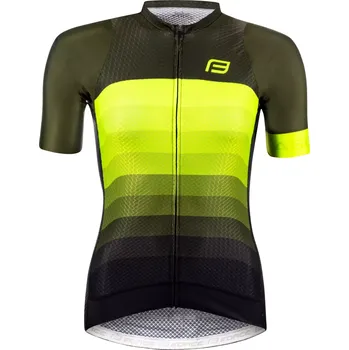 cyklistický dres FORCE dres F ASCENT UNI kr. rukáv, zeleno-fluo L