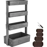 TecTake GmbH 406176 vertikální záhon flora, lakované dřevo, vč. pěstební textilie - šedá,85 x 45 x 140 cm