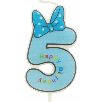 Dortová svíčka Svíčka pro děti číslo "5" modrá