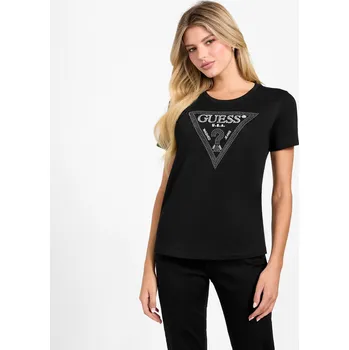Dámské Tričko s krátkým rukávem GUESS SS CN KRYSTAL TRIANGLE TEE W5BI18I3Z14-JBLK – Černá XS