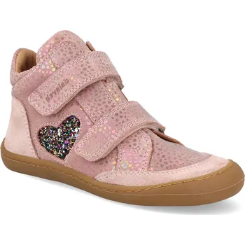 Dívčí obuv Barefoot dětské kotníkové boty Develab - Midcutshoe 2 Velcro leather ex - Old pink růžové Velikost: 28