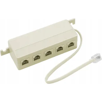 Elektrická zásuvka TELEFONNÍ ROZDVOJKA ROZDĚLOVAČ 1x ZÁSTRČKA na 5x ZÁSUVKA MOD 6P4C RJ14