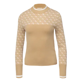 Dámský svetr Dámský Svetr GUESS LS MOCK NECK AUBREY 4G SWTR W5BR24Z3JD2-FNI4 – Béžová XS