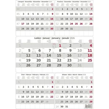 Kalendář Pětiměsíční kalendář 2026 - šedý