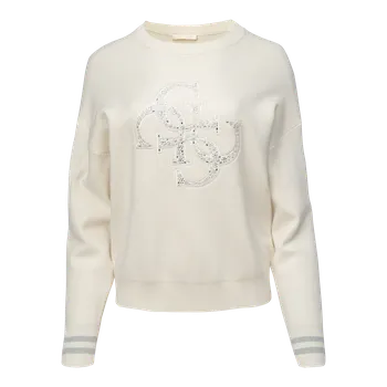 Dámský svetr Dámský Svetr GUESS LS CN SYLVIE LOGO SWTR W5BR42Z26I2-G012 – Béžová XS