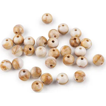 Korálek Plastové korálky imitující mramor Ø10 mm Varianta: béžovobílá, Balení: 20 g