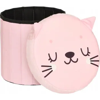 Taburet Dětský úložný pouf Anoki s motivem kočičky