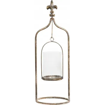 Svícen Zlatý LAMPION lucerna svícen kovový skleněný retro stojící