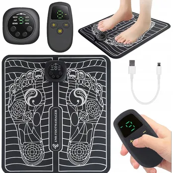 Masážní přístroj Masážní podložka na nohy akupresurní EMS černá 8 programů akumulátorová