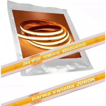 LED páska LED COB pásek 24V 10W 480 diod/m neonová linka BÍLÁ velmi TEPLÁ 2060K 1m