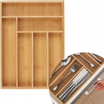 Příborník do zásuvky Organizér do zásuvky na příbory Relaxdays 25,5 x 35,5 cm bambusová