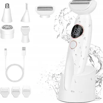 Holicí strojek HOLICÍ STROJEK DEPILÁTOR NA TĚLO A OBLAST BIKIN NA NOHY A PODPAŽÍ VODĚODOLNÝ USB 5V1