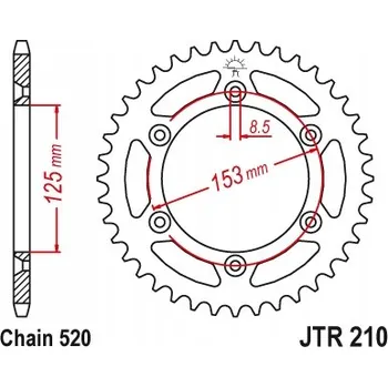 Řetězová sada pro motocykl OZUBENÉ KOLO POHÁNĚNÉ ZADNÍ JT SPROCKETS JTR210.47SC