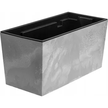 Květináč Truhlík balkonový květináč s vnitřní vložkou 39x19 Cm, imitace betonu, plast