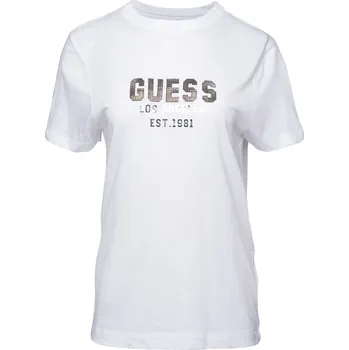 Dámské tričko Dámské Tričko s krátkým rukávem GUESS SS CN PYRAMIDE STUDS TEE W4YI35KC8T0-G011 – Bílá XL