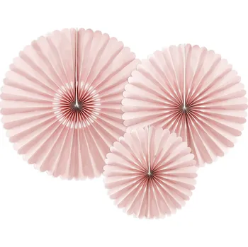 Rozety dekorativní zaprášeně-růžové mix velikostí, 3 ks