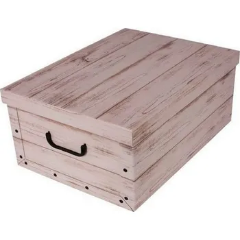 Úložný box Úložný box s víkem Wood, bílá, 51 x 37 x 24 cm