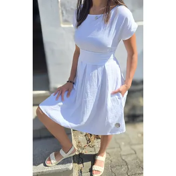 Dámské šaty Kulišárny Mušelínové šaty KATE s kapsami SNOW VELIKOST: 36-38