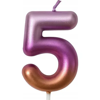 Dortová svíčka Narozeninová svíčka číslice "5" – duhová metalická