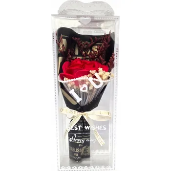 umělá květina STABILIZOVANÁ RŮŽE KYTICE ČERVENÝCH RŮŽÍ V KRABIČCE DÁREK FLOWER BOX 24 CM