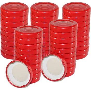 Obraz Šroubovací Šroubovací Víčka na sklenice a lahve, 50 kusů průměr 43, červené